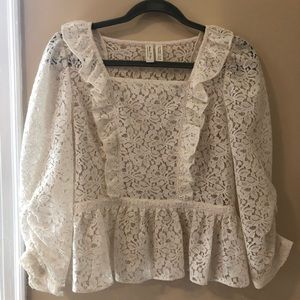 Anthropologie Lace Peplum Top